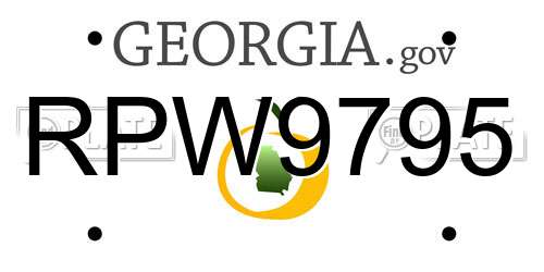 RPW9795 Georgia License Plate