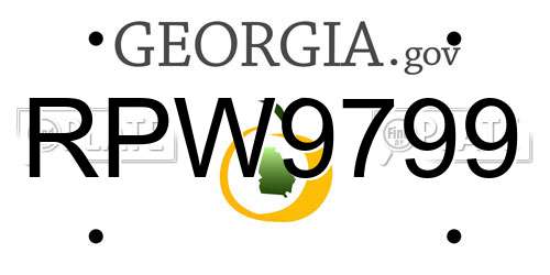 RPW9799 Georgia License Plate