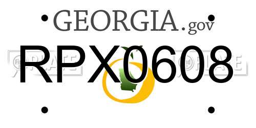 RPX0608 Georgia License Plate