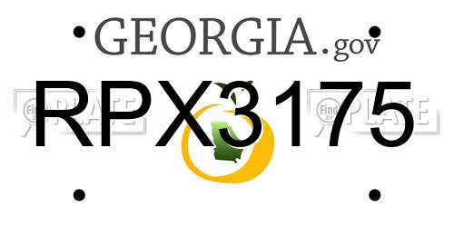 RPX3175 Georgia License Plate