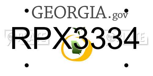 RPX3334 Georgia License Plate