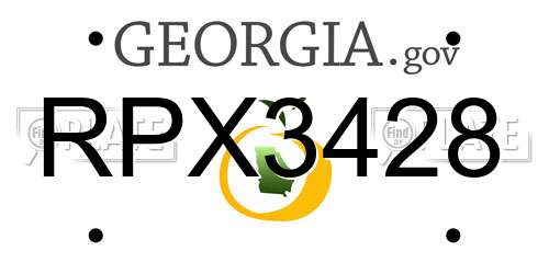 RPX3428 Georgia License Plate