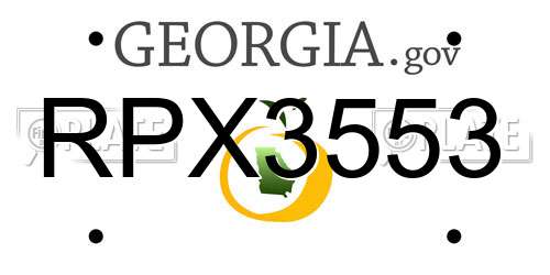 RPX3553 Georgia License Plate