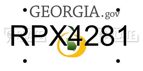 RPX4281 Georgia License Plate