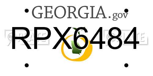 RPX6484 Georgia License Plate