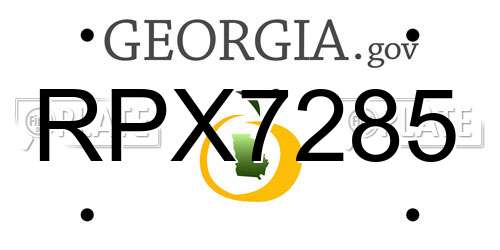 RPX7285 Georgia License Plate