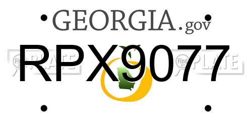 RPX9077 Georgia License Plate