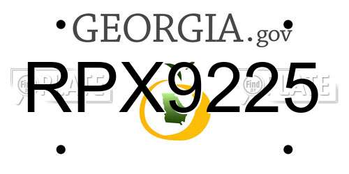 RPX9225 Georgia License Plate