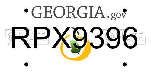 RPX9396 Georgia License Plate