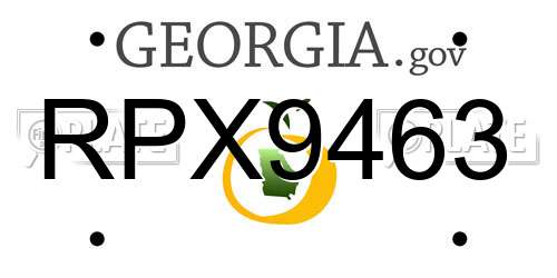 RPX9463 Georgia License Plate