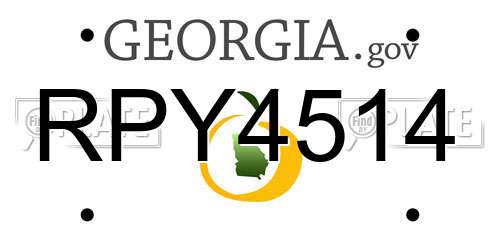RPY4514 Georgia License Plate
