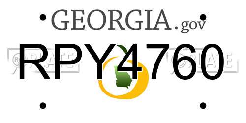 RPY4760 Georgia License Plate