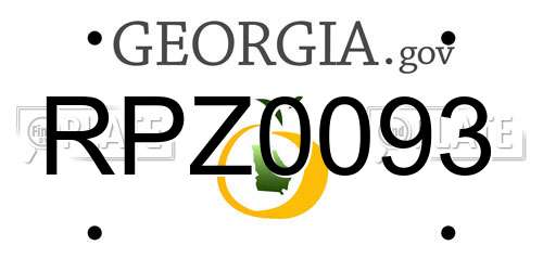 RPZ0093 Georgia License Plate