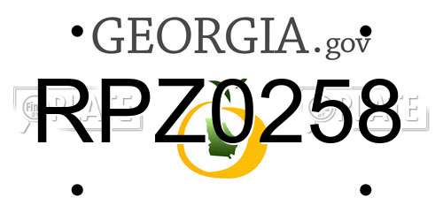 RPZ0258 Georgia License Plate