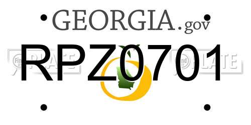 RPZ0701 Georgia License Plate
