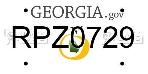 RPZ0729 Georgia License Plate