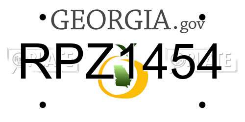 RPZ1454 Georgia License Plate