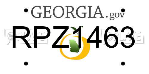 RPZ1463 Georgia License Plate