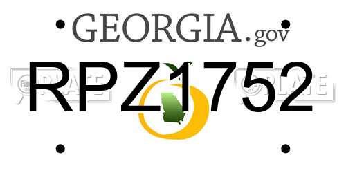 RPZ1752 Georgia License Plate