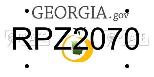RPZ2070 Georgia License Plate