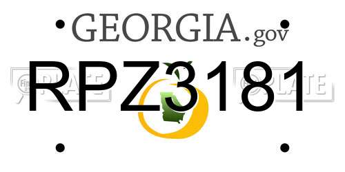 RPZ3181 Georgia License Plate