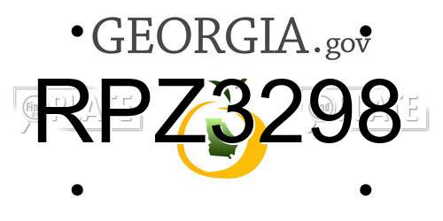 RPZ3298 Georgia License Plate