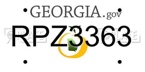 RPZ3363 Georgia License Plate