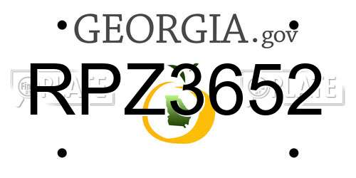 RPZ3652 Georgia License Plate