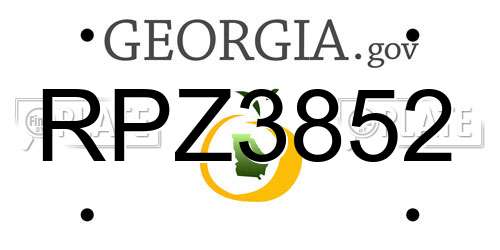 RPZ3852 Georgia License Plate
