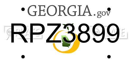 RPZ3899 Georgia License Plate