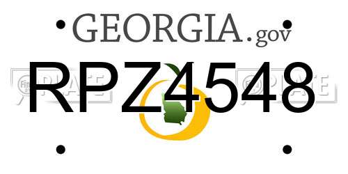 RPZ4548 Georgia License Plate