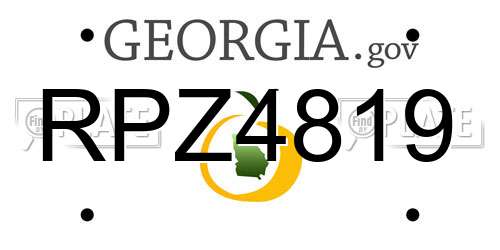 RPZ4819 Georgia License Plate