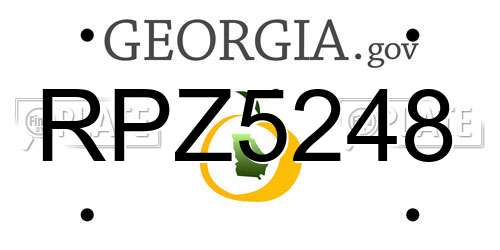 RPZ5248 Georgia License Plate