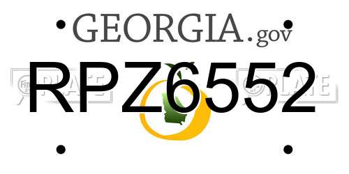RPZ6552 Georgia License Plate