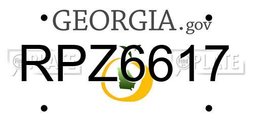 RPZ6617 Georgia License Plate