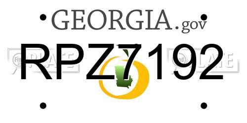 RPZ7192 Georgia License Plate