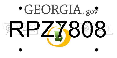 RPZ7808 Georgia License Plate