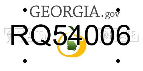 RQ54006 Georgia License Plate