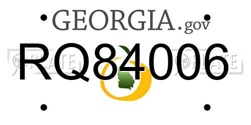 RQ84006 Georgia License Plate