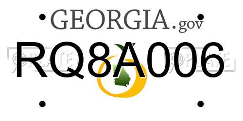 RQ8A006 Georgia License Plate