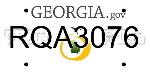 RQA3076 Georgia License Plate