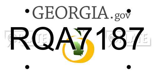 RQA7187 Georgia License Plate