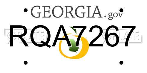 RQA7267 Georgia License Plate
