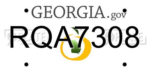 RQA7308 Georgia License Plate