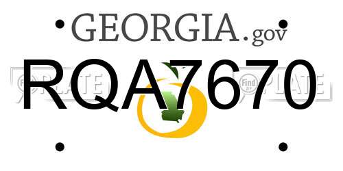 RQA7670 Georgia License Plate