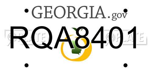 RQA8401 Georgia License Plate