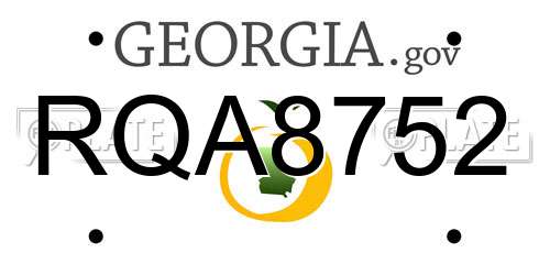 RQA8752 Georgia License Plate