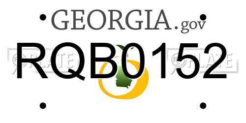 RQB0152 Georgia License Plate