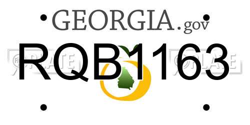 RQB1163 Georgia License Plate