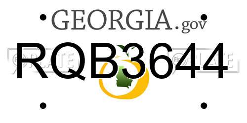 RQB3644 Georgia License Plate